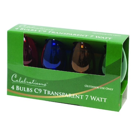 Incandescent C9 Multicolored 4 Ct Replacement Christmas Light Bulbs